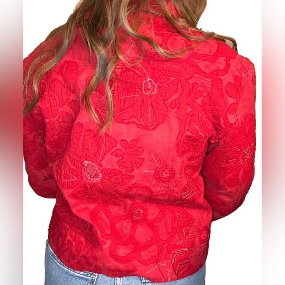 Chico’s 100% Cotton Beaded Sequin Floral Jacket - Picture 10 of 14